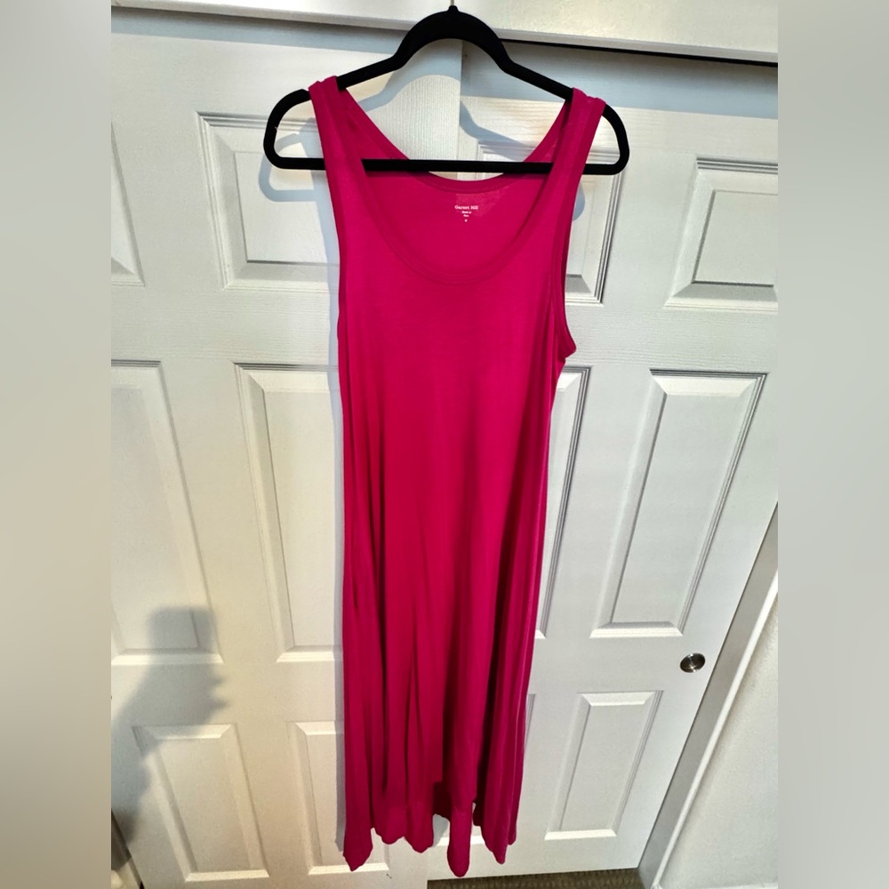 Garnet Hill fuchsia maxi hi-lo dress with pockets, M